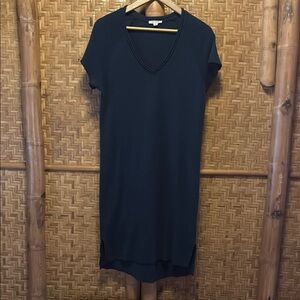 Nation LTD Navy blue Cotton V-Neck shirt Dress Medium
